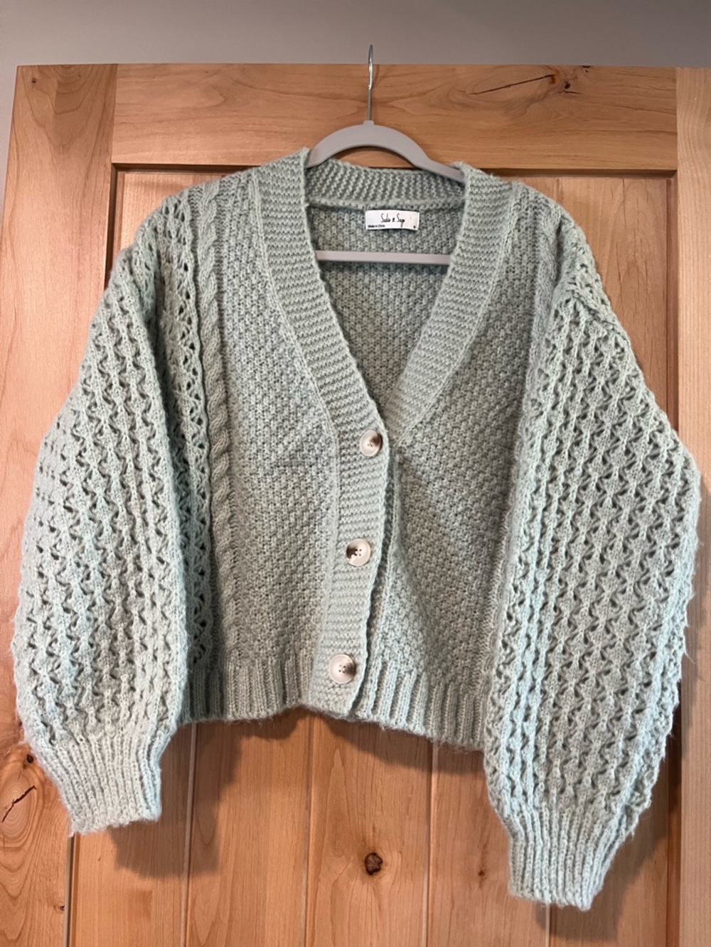 Sadie & Sage Seafoam Knit Button-Front Cardigan Sweater Size M